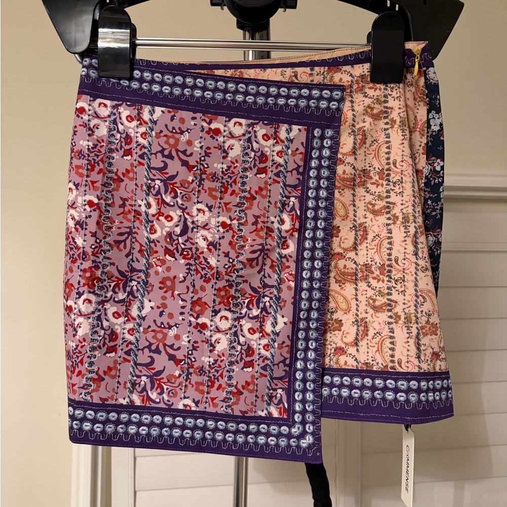 Commense Asymmetrical Skirt in Purple and Pink